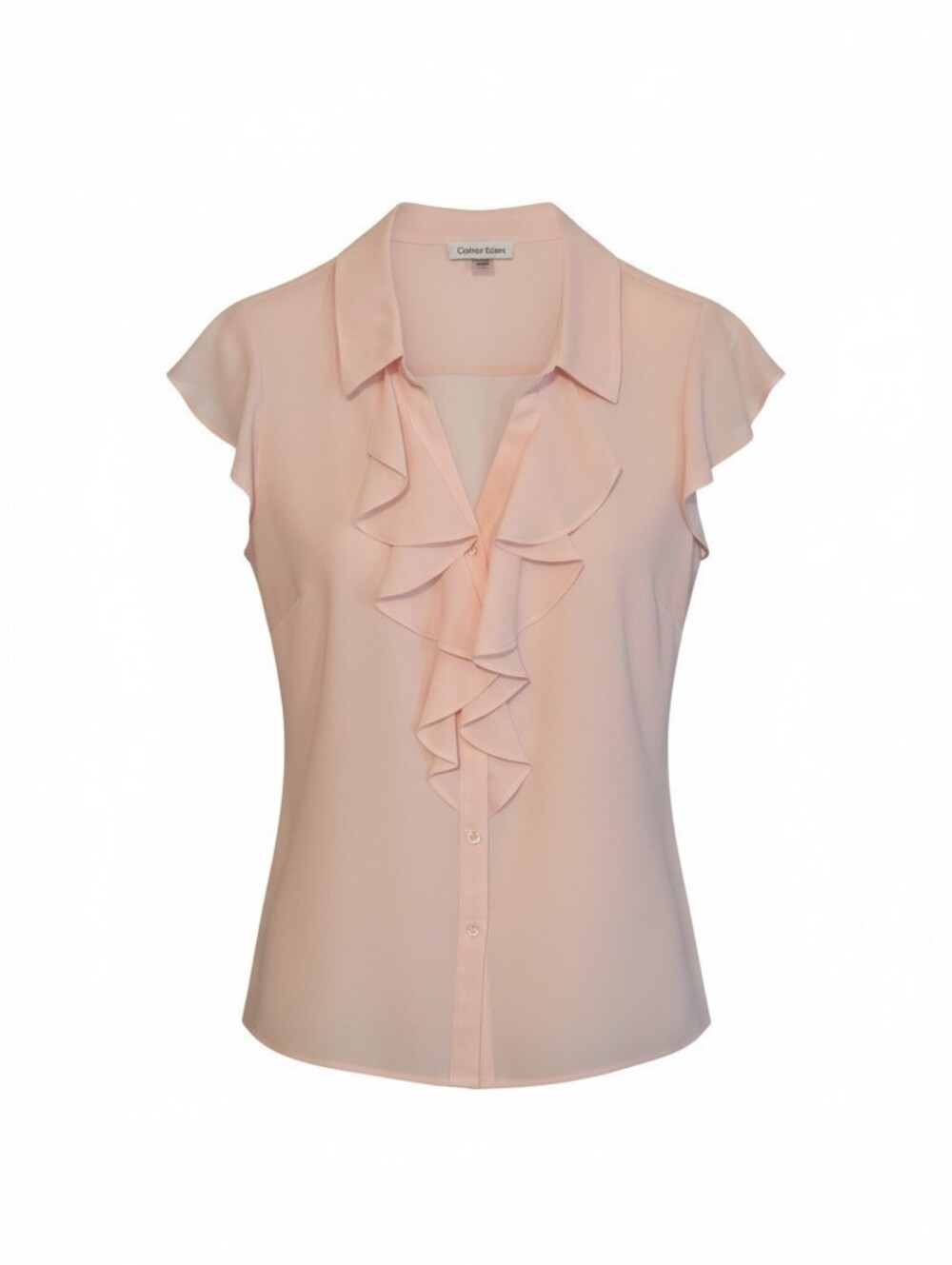 Set Of 2 Calvin Klien Ruffle Cap Sleeve Blouse - Light Blue / Blush Size L - Picture 2 of 3
